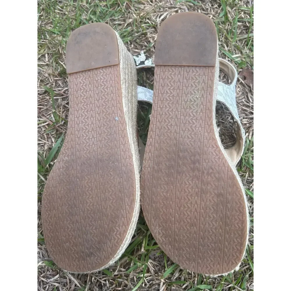 Michael Kors Women’s Laney Logo Espadrille Wedge Sandal Boho Chic thong size 6M